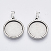 Tarnish Resistant 201 Stainless Steel Pendant Cabochon Settings LS-X-STAS-S073-02A-P-2