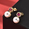 Round Brass Micro Pave Cubic Zirconia Stud Earrings EJEW-A135-20G-3