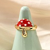 Brass Enemel Adjustable Open Cuff Rings for Women RJEW-I111-10G-03-1