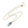 Rack Plating Natural Paua Shell Pendants Necklace NJEW-B104-01G-3