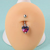 304 Stainless Steel & Bloodstone & Cubic Zirconia Belly Rings WGF3178-01-1