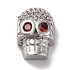 Skull Shape Rack Plating Brass with Cubic Zirconia Beads KK-S406-15P-1