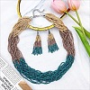 Bohemian Style Acrylic Seed Beaded Multilayer Necklaces & Tassel Dangle Earrings Sets FS-WG5C0BD-05-1