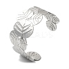 Stainless Steel Chunk Leaf Open Cuff Bangles for Women BJEW-G719-17P-1