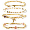 4Pcs Bohemian Beach Heart Round Brass Beaded Stretch Bracelet Sets ZQ1331-1-5