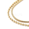 304 Stainless Steel Round Snake & Ball Chains Double Layer Multi-strand Bracelet for Women BJEW-B064-11G-2