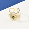 Brass Micro Pave Cubic Zirconia Cuff Rings for Women RJEW-F186-03G-3