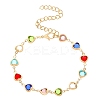 Brass Glass Link Chain Bracelets for Women WGAE243-01-2