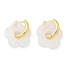 Brass Resin Flower Hoop Earrings for Women LS-EJEW-U038-01G-07-4