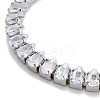 Brass Pave Clear Cubic Zirconia Teardrop Box Chain Slider Bracelets BJEW-B094-07P-2