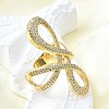 Brass Micro Pave Clear Cubic Zirconia Open Cuff Rings RJEW-F179-02G-4
