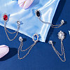 4Pcs 4 Colors Glass Oval Hanging Chain Brooches JEWB-GF0001-37-4