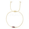 Simple Casual Brass & Natural Garnet Beads Braided Bracelets LM1536-5-1