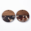 Transparent Resin & Walnut Wood Pendants RESI-T035-35E-2