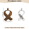 60Pcs 2 Colors Breast Cancer Awareness Ribbon Carved Word Hope Tibetan Style Alloy Pendants UNKW-LP0001-19-2