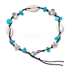 3Pcs 3 Styles Beach Starfish Turtle Synthetic Magnesite & Turquoise & Natural Cowrie Shell Beaded Anklets AJEW-AN00687-2