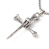 Alloy Cross with Skull Pendant Necklace with 201 Stainless Steel Box Chains LS-NJEW-E016-03AS-3