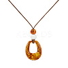 Resin Teardrop Pendant Long Necklaces with Wax Cord FS-WGD1F48-02-1