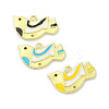 Real 18K Gold Plated Brass Enamel Robin Bird Pendants KK-L224-060G-1