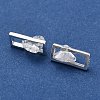 925 Sterling Silver Pave Clear Cubic Zirconia Rectangle with Heart Charms STER-P071-17S-3