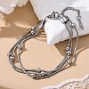 Stainless Steel Multi-strand Ball Bracelets BJEW-L687-01P-1