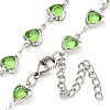 304 Stainless Steel & Glass Heart Link Chain Necklaces NJEW-P315-03P-04-2