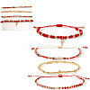 4Pcs 4 Styles Adjustable Natural Mixed Gemstone & Glass Beads Braided Bracelet VI8109-2-2