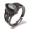 Natural Gemstone Horse Eye Adjustable Rings RJEW-K271-05R-3