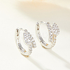 Anti-Tarnish Teardrop Rhodium Plated 925 Sterling Silver Mirco Pave Cubic Zirconia Hoop Earrings RC9325-1-2