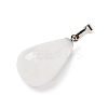 Teardrop Platinum Tone Brass Quartz Crystal Pendants G-F267-04I-4