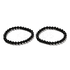 Natural Shungite Round Beaded Stretch Bracelets BJEW-NH0001-01A-1