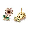 Rack Plating Real 18K Gold Plated Brass Flower of Life Stud Earrings EJEW-B034-09G-2