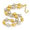 304 Stainless Steel & 201 Stainless Steel Round Beaded Necklaces for Women NJEW-G144-04C-GP-1