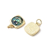 Epoxy Resin & Natural Paua Shell Square with Smiling Face Charms KK-K384-14G-2