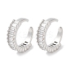 Rectangle Brass Cubic Zirconia Cuff Earrings for Women EJEW-E310-09P-1
