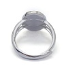 Adjustable Rhodium Plated 925 Sterling Silver Finger Ring Components STER-E061-12P-4