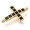 Brass Pave Black Cubic Zirconia Connector Charms KK-M101-02H-G-2