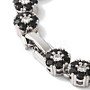 Rack Plating Brass Pave Cubic Zirconia Flower Link Necklaces for Women NJEW-B108-01P-04-3