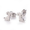 Tarnish Resistant 304 Stainless Steel Puppy Stud Earrings X-EJEW-F227-05P-1