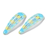 10Pcs 5 Colors Tartan Pattern Epoxy Resin Snap Hair Clip PHAR-P009-01C-3