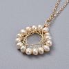 Natural Freshwater Pearl Pendant Necklaces NJEW-JN02471-3