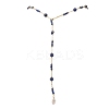 Natural Lapis Lazuli Round and Nuggets Lariat Necklaces NJEW-JN05727-10