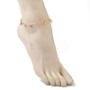 Dyed Natural Freshwater Shell Colorful Rondelle Tassel Brass Paperclip Chain Anklets for Women AJEW-AN00719-2