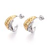 304 Stainless Steel Two Tone C Shaped Stud Earrings EJEW-N059-14GP-1