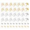 Unicraftale 40Pcs 2 Colors 201 Stainless Steel Snowflake Stud Earring Findings STAS-UN0047-60-1