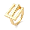 Brass Letter E Geometric Open Cuff Rings for Women RJEW-B062-01G-1