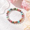 Natural Imperial Jasper Round Beaded Stretch Bracelets for Men Women BJEW-JB11956-1