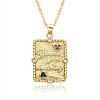 Brass Micro Pave Clear Cubic Zirconia Love Heart Book Pendant Necklaces for Women Men NJEW-S438-04G-1