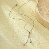 304 Stainless Steel Teardrop Pendant Lariat Necklaces for Women NJEW-U031-01P-1