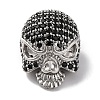 Skull Shape Rack Plating Brass with Cubic Zirconia Beads KK-S406-14P-1